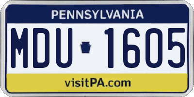 PA license plate MDU1605