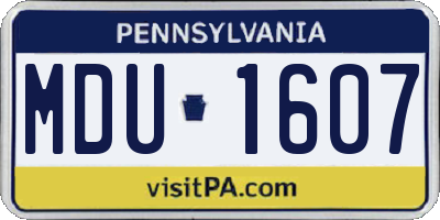 PA license plate MDU1607