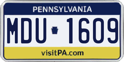 PA license plate MDU1609