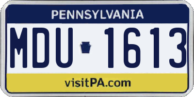 PA license plate MDU1613