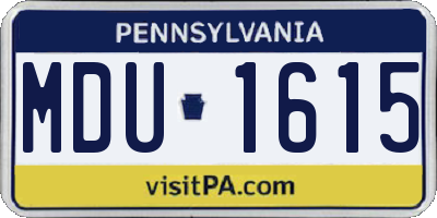 PA license plate MDU1615