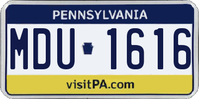 PA license plate MDU1616