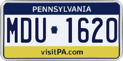 PA license plate MDU1620