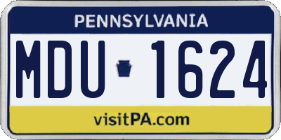 PA license plate MDU1624