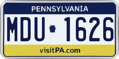 PA license plate MDU1626