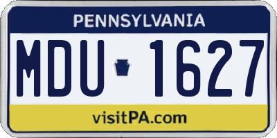 PA license plate MDU1627