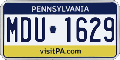 PA license plate MDU1629