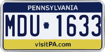 PA license plate MDU1633