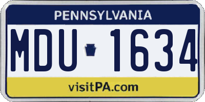 PA license plate MDU1634