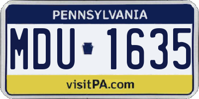 PA license plate MDU1635