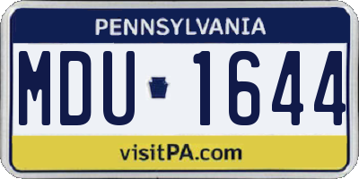 PA license plate MDU1644