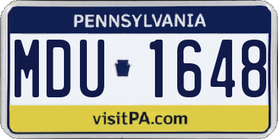 PA license plate MDU1648