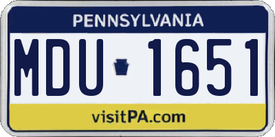 PA license plate MDU1651