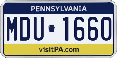 PA license plate MDU1660
