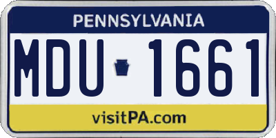 PA license plate MDU1661
