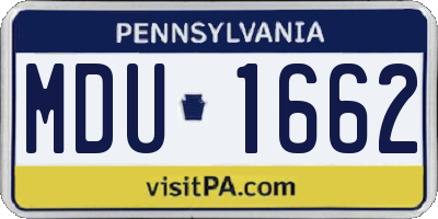 PA license plate MDU1662
