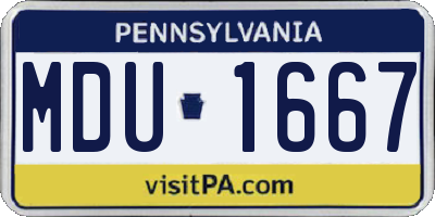 PA license plate MDU1667