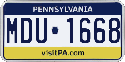 PA license plate MDU1668