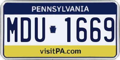 PA license plate MDU1669