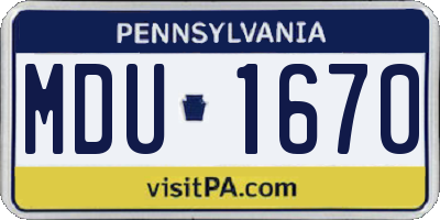 PA license plate MDU1670