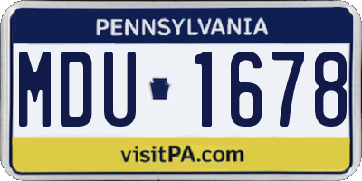 PA license plate MDU1678