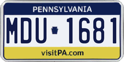 PA license plate MDU1681