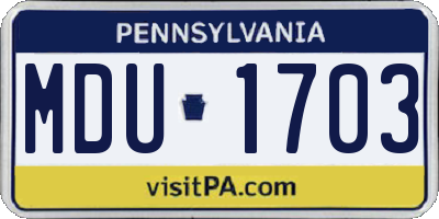 PA license plate MDU1703