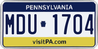 PA license plate MDU1704