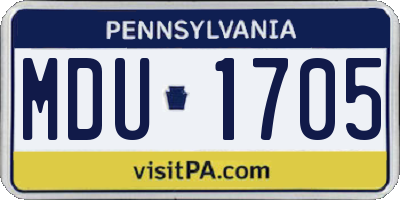 PA license plate MDU1705
