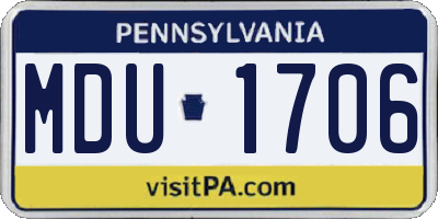 PA license plate MDU1706
