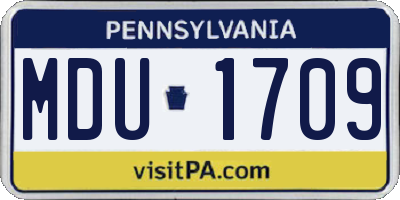 PA license plate MDU1709