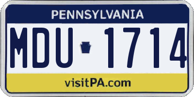 PA license plate MDU1714