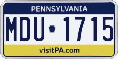 PA license plate MDU1715