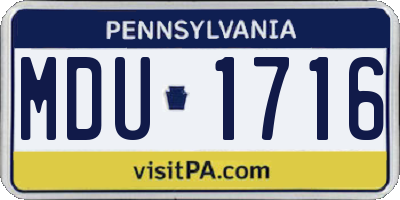 PA license plate MDU1716