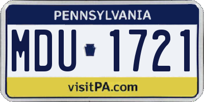 PA license plate MDU1721