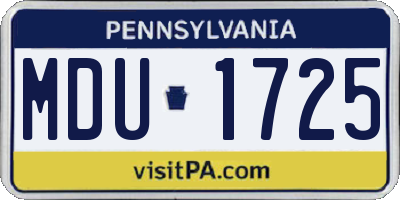 PA license plate MDU1725