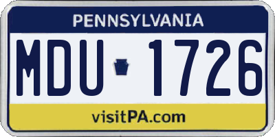 PA license plate MDU1726