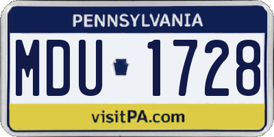 PA license plate MDU1728