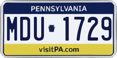 PA license plate MDU1729