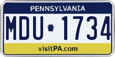 PA license plate MDU1734