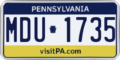 PA license plate MDU1735