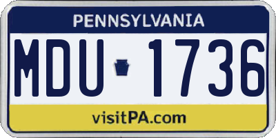 PA license plate MDU1736