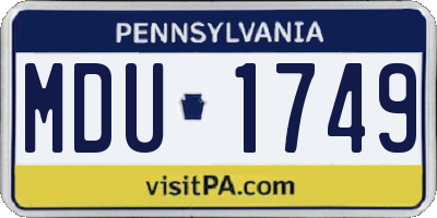 PA license plate MDU1749