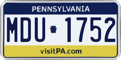 PA license plate MDU1752