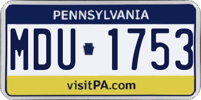 PA license plate MDU1753