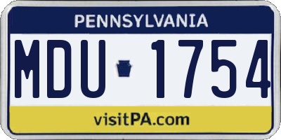 PA license plate MDU1754