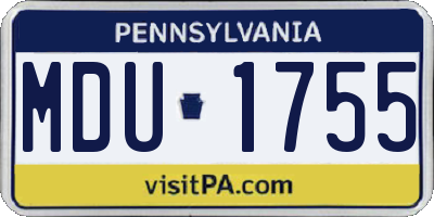 PA license plate MDU1755