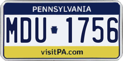 PA license plate MDU1756