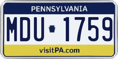 PA license plate MDU1759