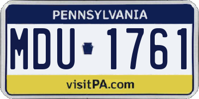 PA license plate MDU1761